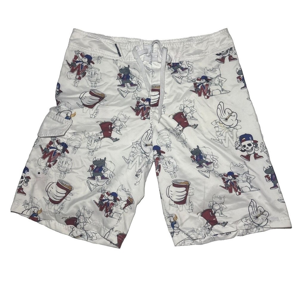 ECKO UNLTD SINCE 1972 Size 34 Wasted All Over Print Hip Y2K White Shorts